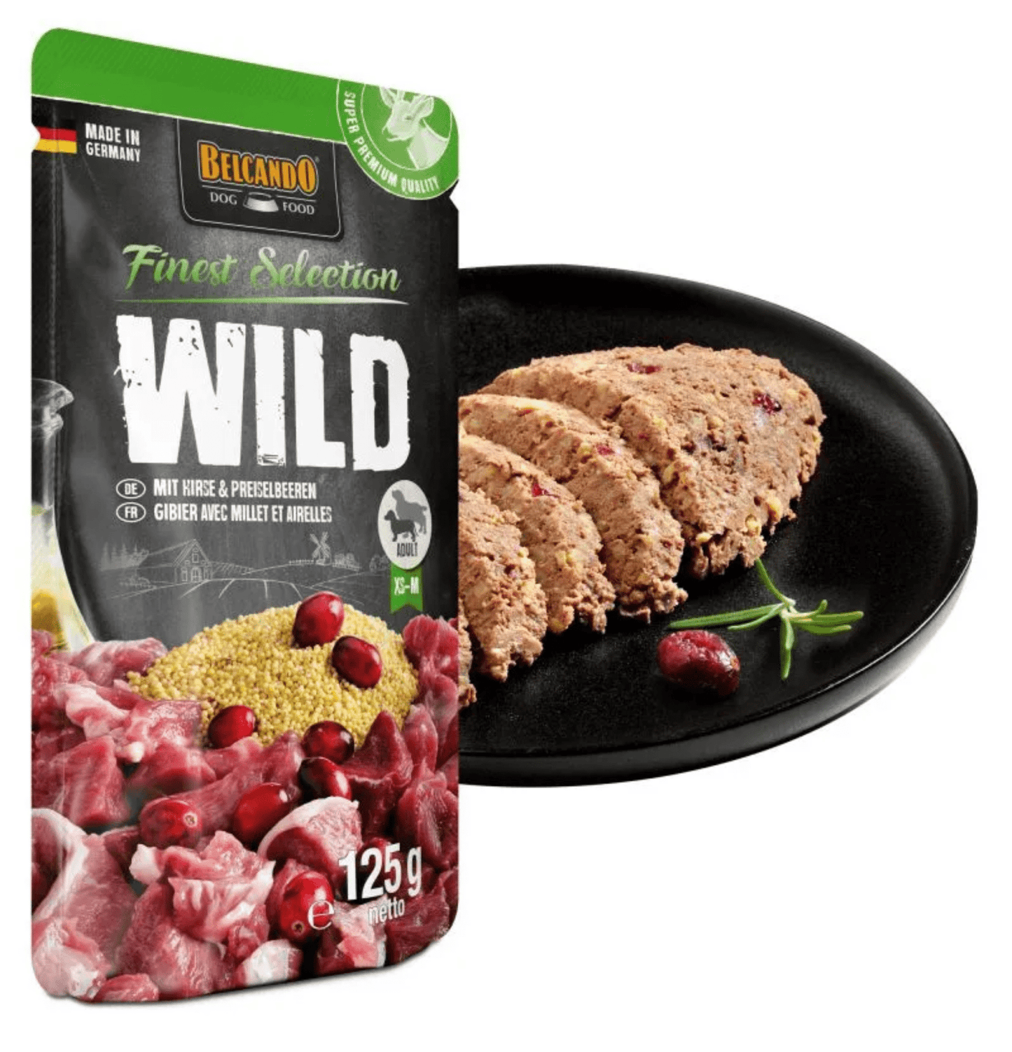 Leonardo & Belcando Dog Food | Moist Food- Finest Selection - 鹿肉、小米&越橘配方狗濕糧餐包 125g - SugarPet 寵甜