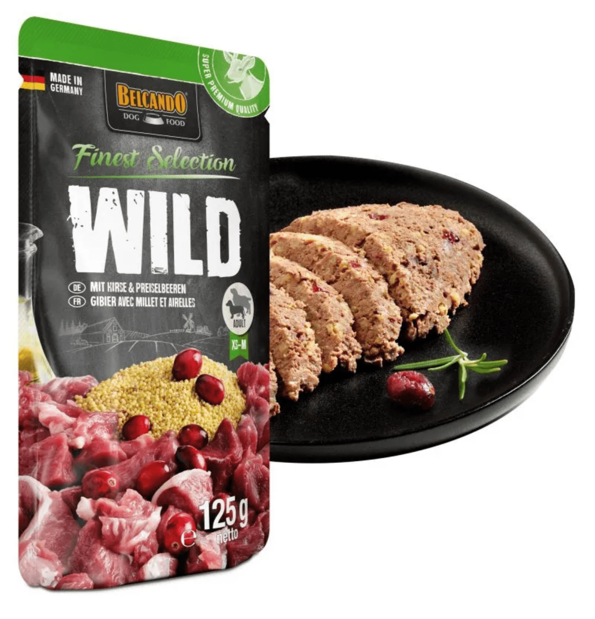 Leonardo & Belcando Dog Food | Moist Food- Finest Selection - 鹿肉、小米&越橘配方狗濕糧餐包 125g - SugarPet 寵甜