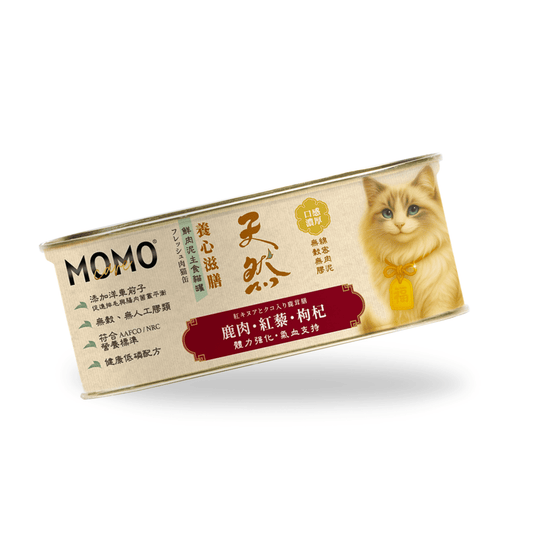 MOMOcare 萌寵守護 | 養心滋膳・溫燉 × 天然 - 鹿肉 + 紅藜 + 枸杞 【體力強化・氣血支持】 - 肉泥營養主食貓罐頭 110g - SugarPet 寵甜