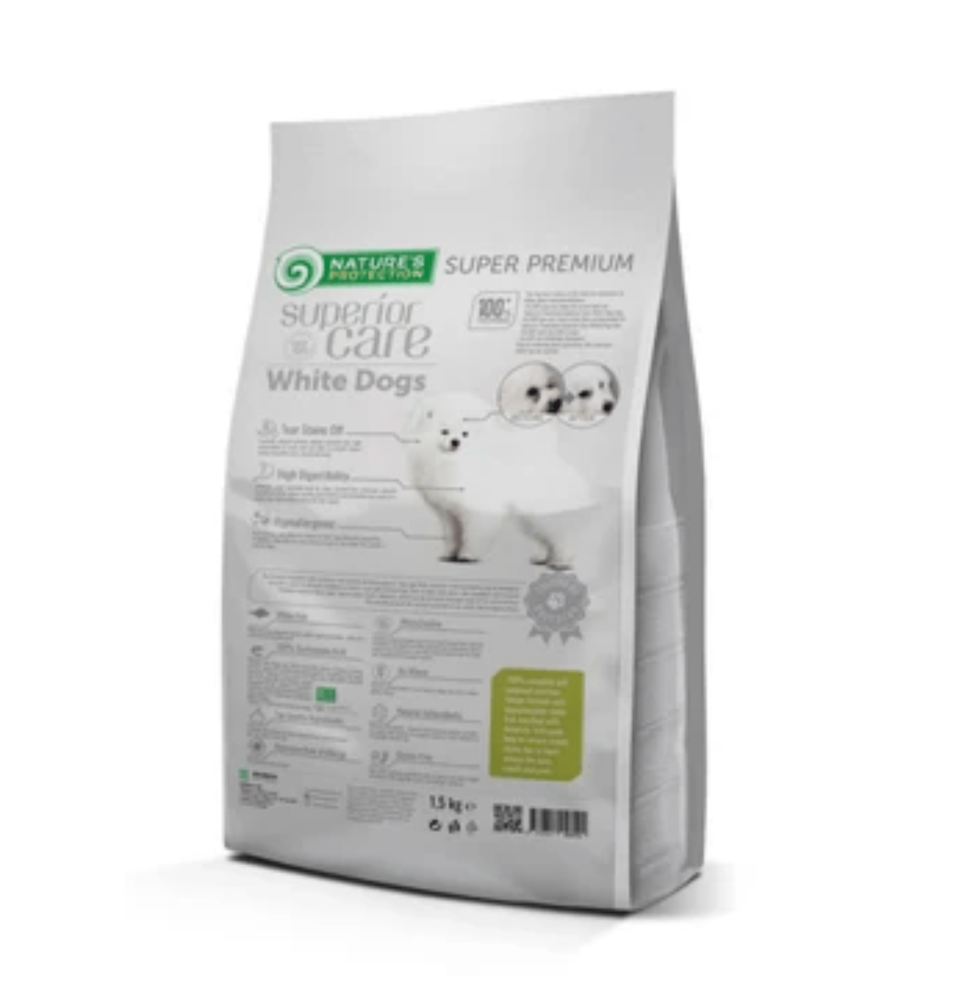 Nature's Protection | 無穀物小型幼犬去淚痕美毛狗乾糧 （低敏白魚）1.5kg - SugarPet 寵甜