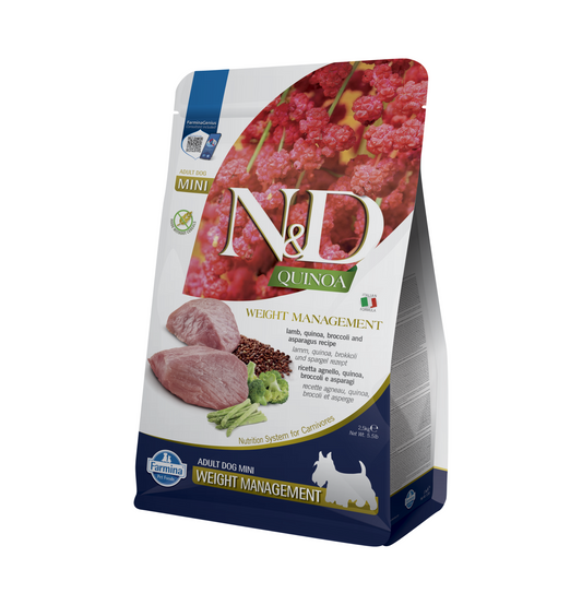 Farmina N&D | 天然藜麥無穀物保健系列 - 羊肉&蘆筍體重管理成犬乾糧 / 老犬糧 2.5kg