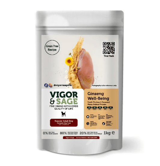 Vigor & Sage | 無穀物人蔘健體狗乾糧 1kg - SugarPet 寵甜