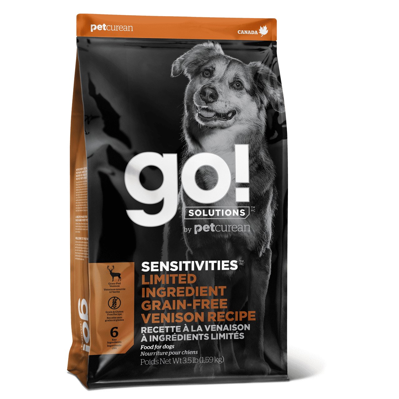 GO! Solutions | 低敏美毛系列 - 無穀物鹿肉狗乾糧 3.5lb - SugarPet