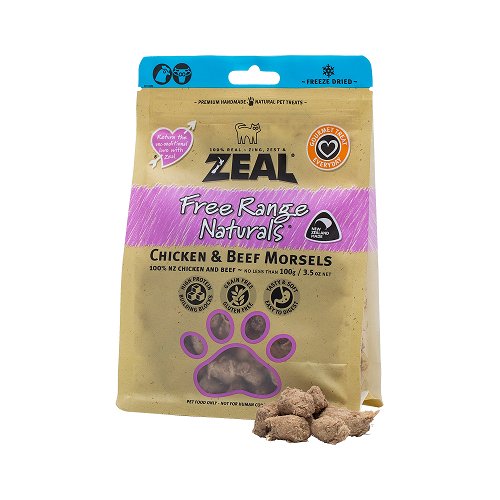 Zeal | 無榖物冷凍脫水雞肉+牛純肉 100g - SugarPet